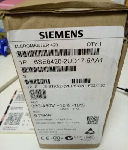Siemens 6SE6420-2UD17-5AA1 MICROMASTER 420 AC Antrieb 380-480VAC, 3-PH, 0.75kW