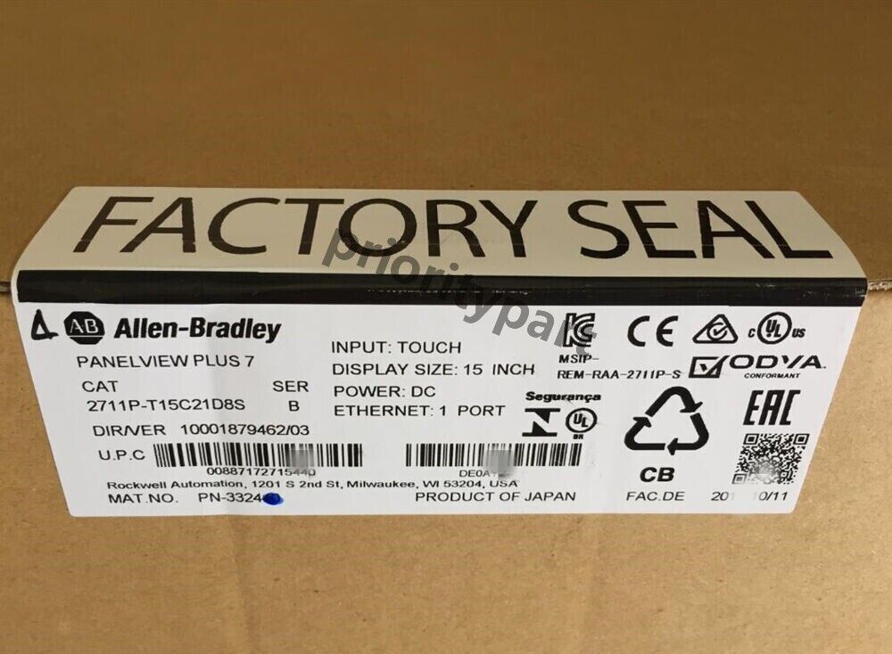 Allen-Bradley 2711P-T15C21D8S PanelView Plus 7 Color Touch 15", Ethernet, DC, B