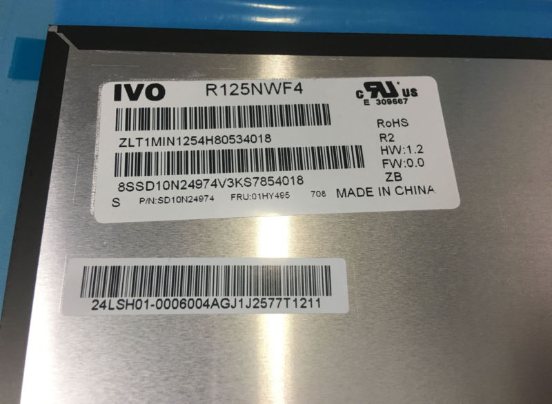 P/N: SD10N24974 FRU 01HY495 12,5 "-LCD-LED-Anzeige mit Touch-Digitizer